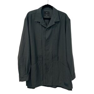 Y-3 Adidas Utilitarian Charcoal Gray Green Button-Up flannel Shirt Jacket